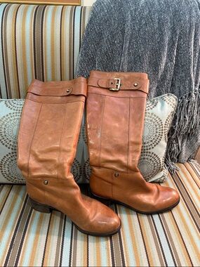 Boutique 9 Cognac Leather Knee-High Riding Boots